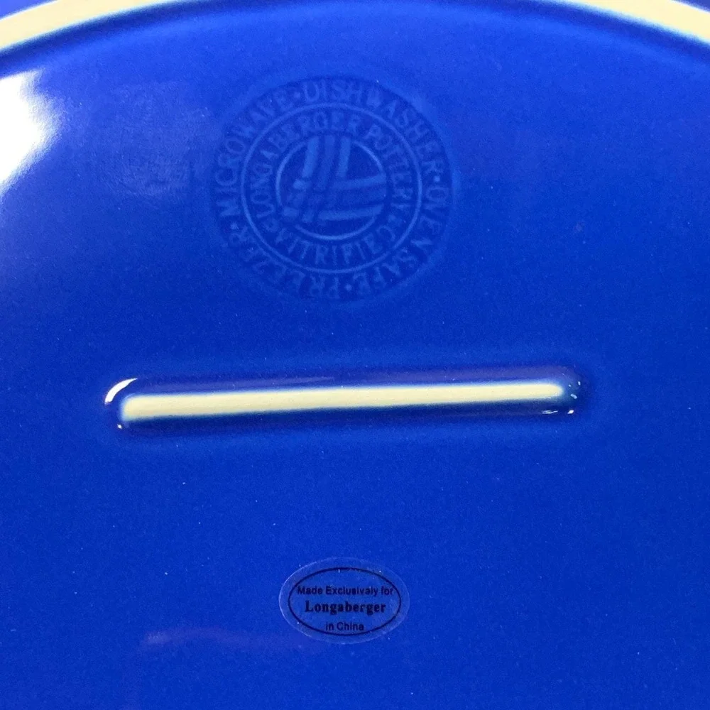 Longaberger Woven Traditions Medium Oval Platter Cornflower Blue Pottery 3229530